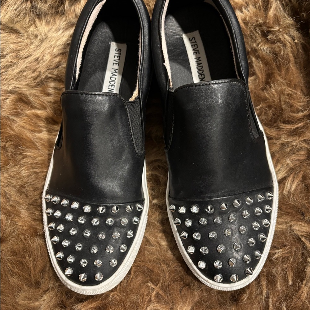 Steve Madden Black Slip-On Studded Sneakers